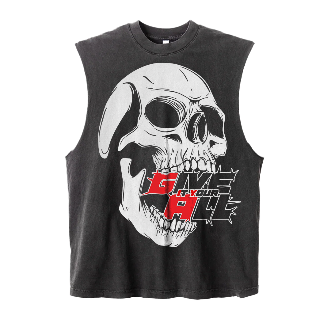 Vintage Black Zen Cut Off Tee