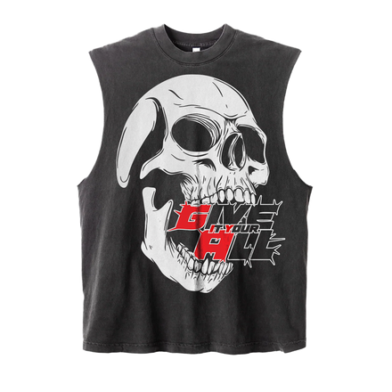 Vintage Black Zen Cut Off Tee